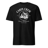 Cuccico custom camp cabin bachelorette shirt in black with personalized design