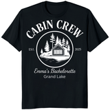 Cuccico custom camp cabin bachelorette shirt in black with personalized design