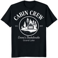 Cuccico custom camp cabin bachelorette shirt in black with personalized design