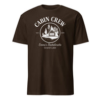 Cuccico custom camp cabin bachelorette shirt in dark chocolate rustic theme