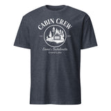 Cuccico custom camp cabin bachelorette shirt in heather navy for bridal crew