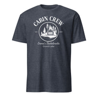 Cuccico custom camp cabin bachelorette shirt in heather navy for bridal crew