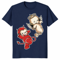 Cute gothic Kewpie baby shirt on black tee with angel devil cherub artwork