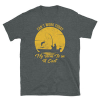 Funny Fishing T-Shirt: Can't Work Today Arm in Cast - Cuccico Design