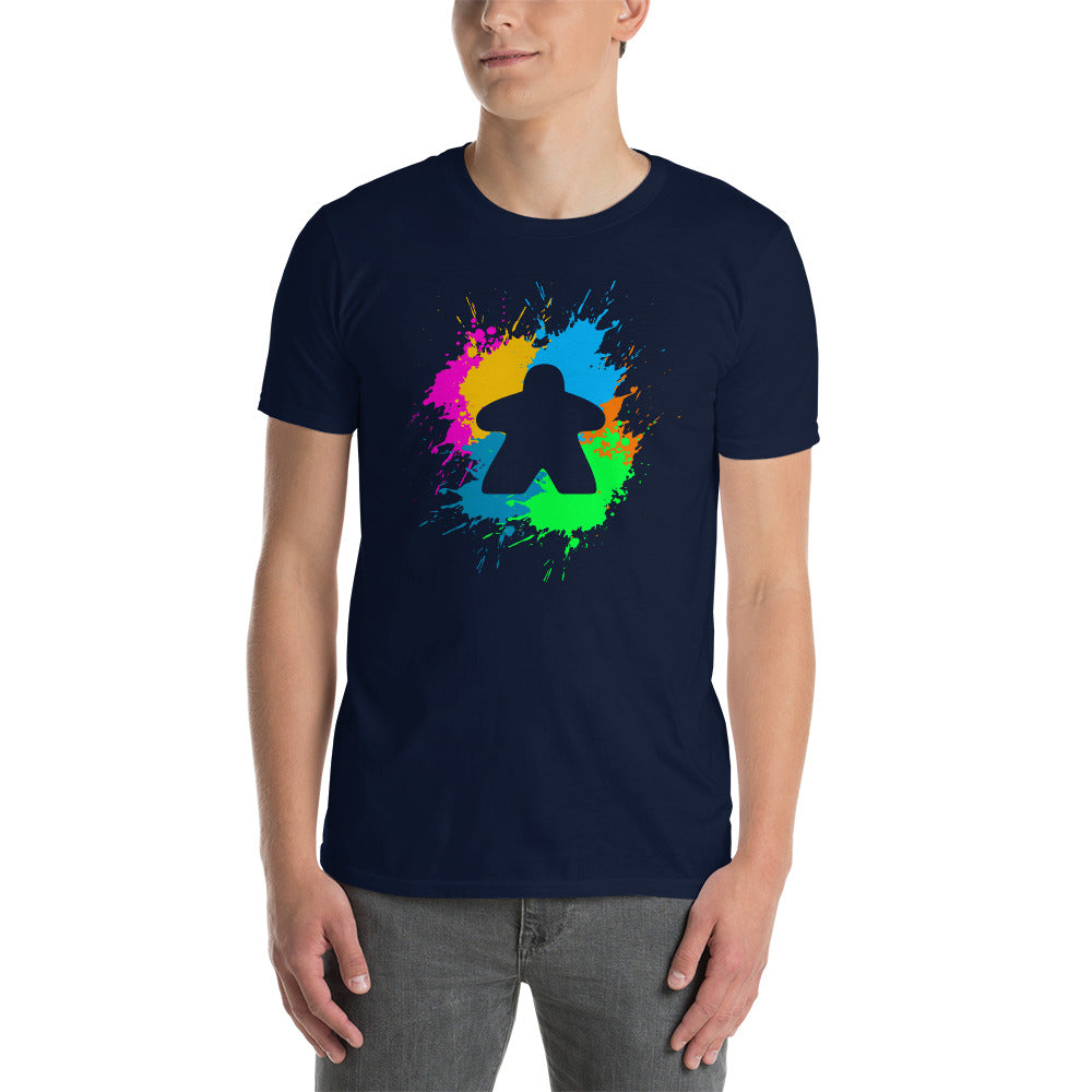 Board Game Meeple T-Shirt | Colourful Paint Splash Design - Cuccico Design