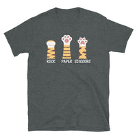 Funny Rock Paper Scissors Cat T-Shirt | Cute Paw Design - Cuccico Design
