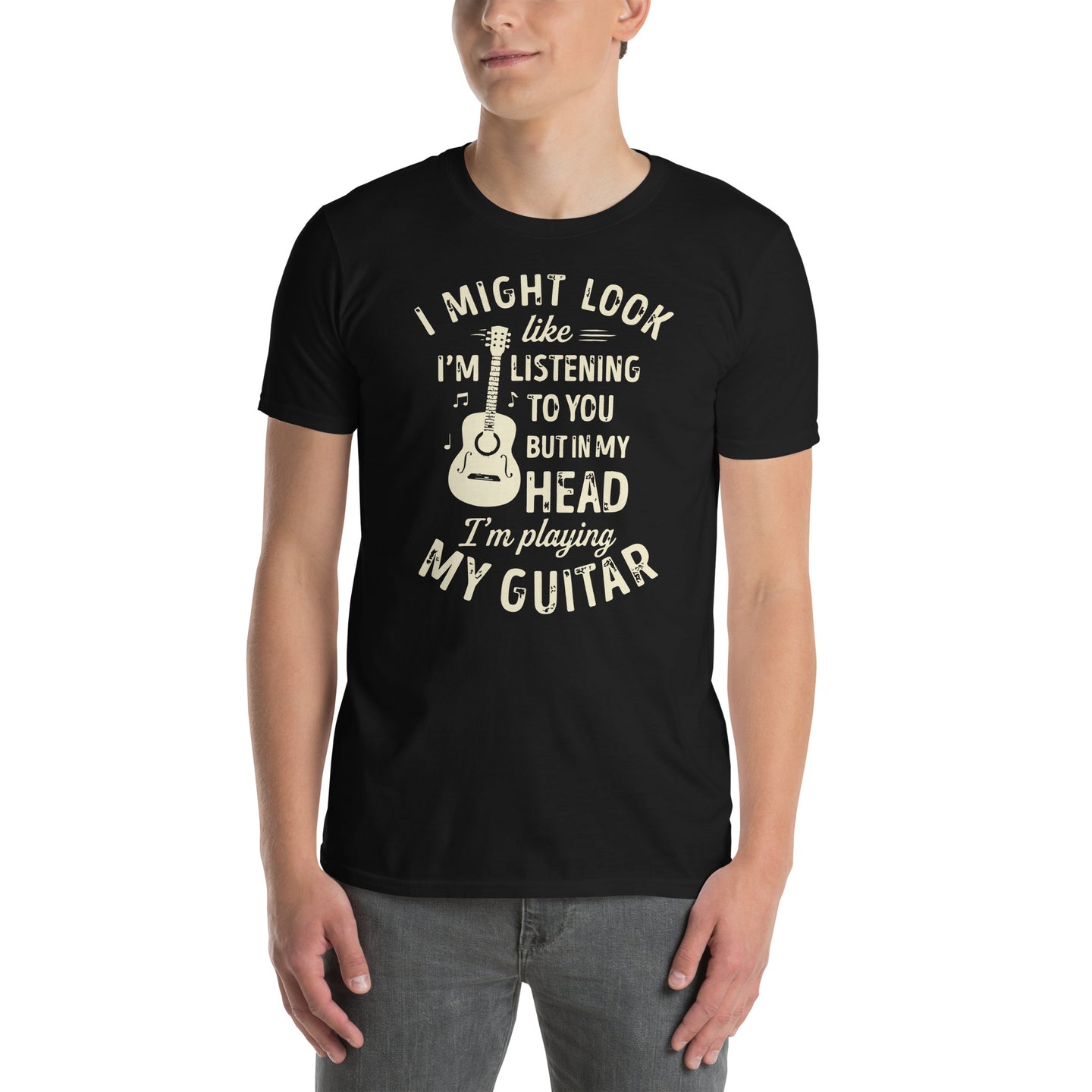 Funny Guitar T-Shirt - 'I Might Look Like I'm Listening' - Cuccico Design