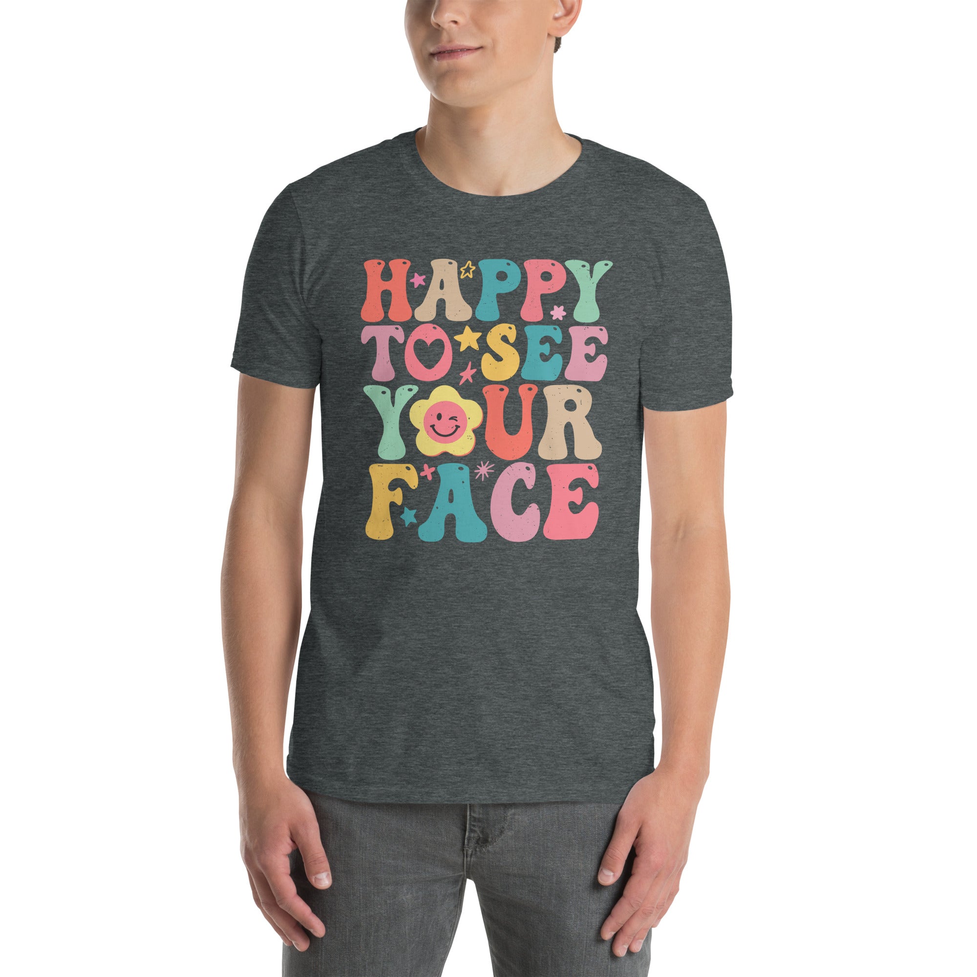 Retro Groovy Happy Face Teacher T-Shirt | Back to School Gift - Cuccico Design