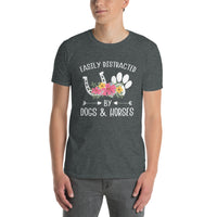 Easily Distracted By Dogs And Horses Funny T-Shirt - Cuccico Design