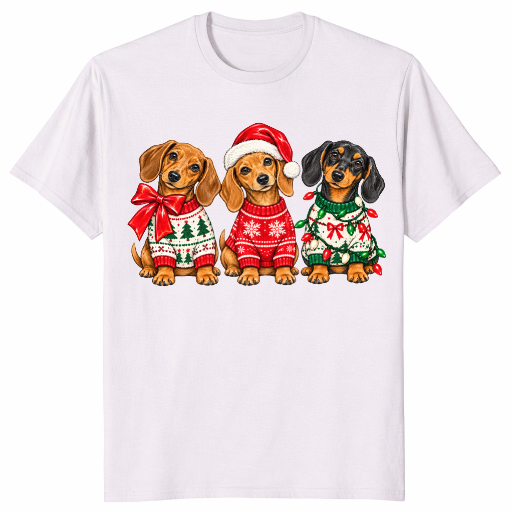 Dachshund christmas shirt in ice grey