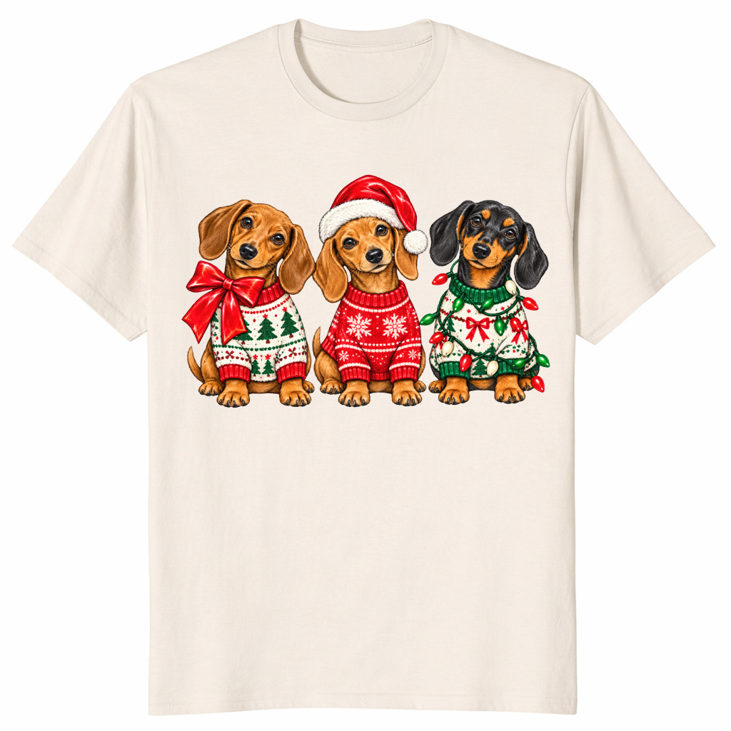 Dachshund christmas shirt in natural