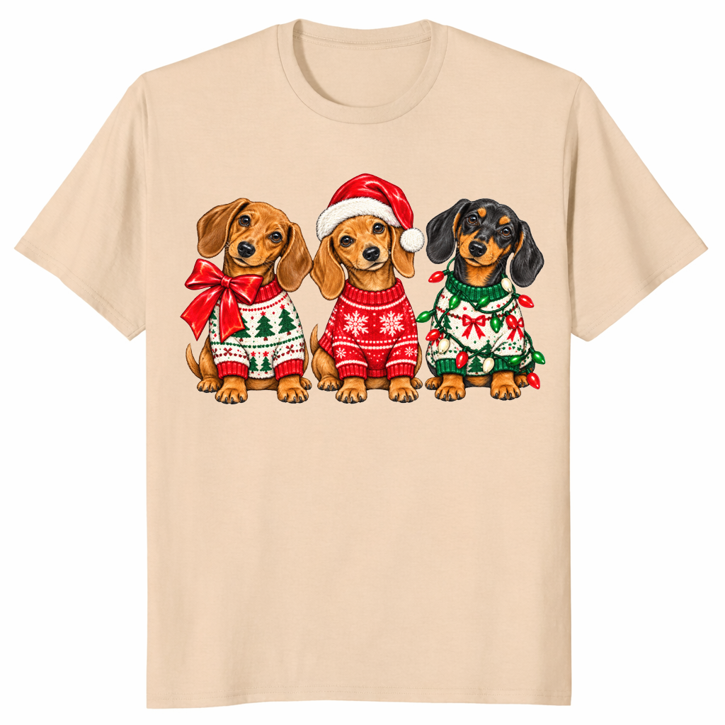 Dachshund christmas shirt in sand