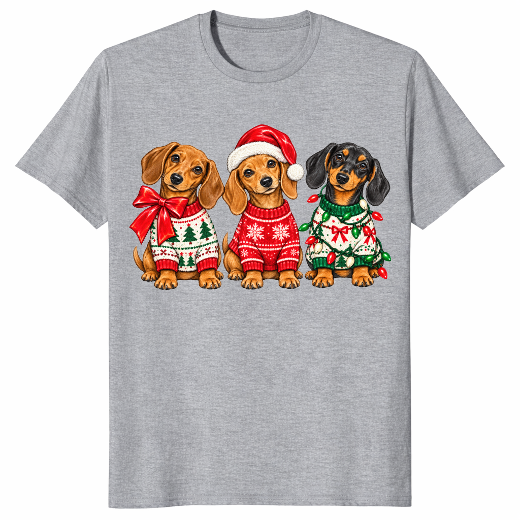 Dachshund christmas shirt in sport grey