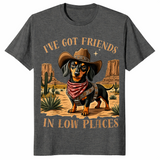 Friends in low places dachshund cowboy shirt dark heather
