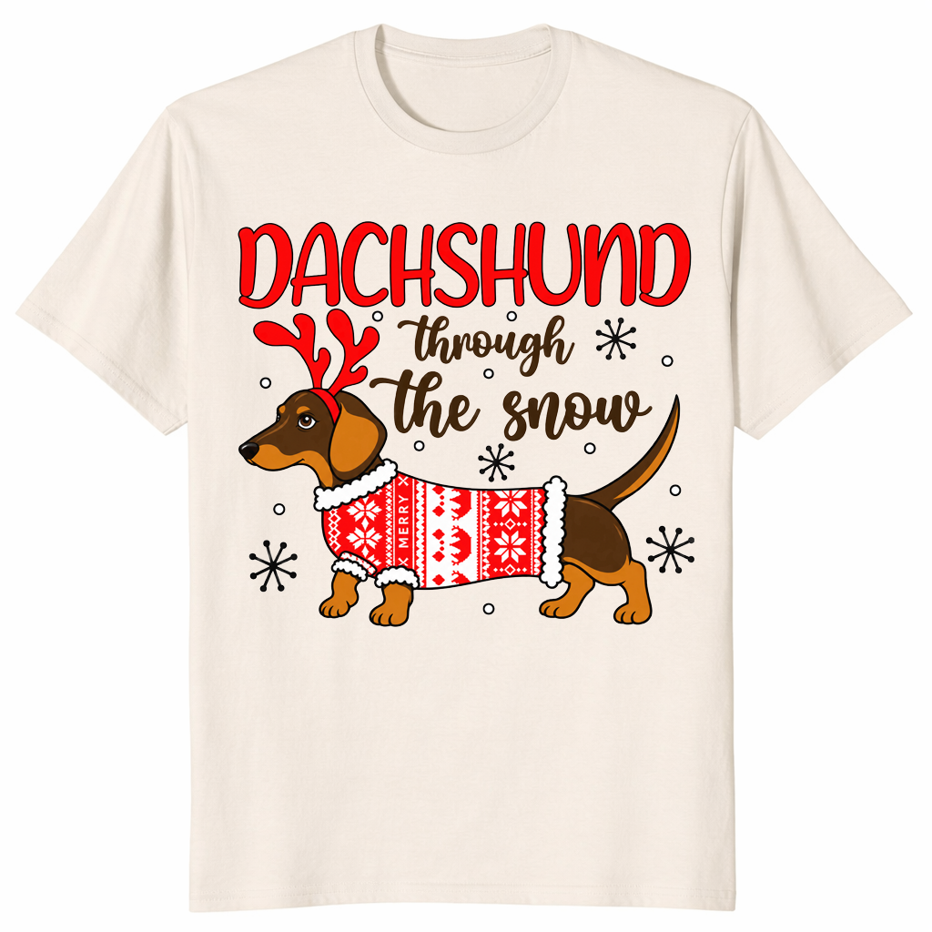Dachshund through the snow in natural