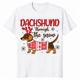 Dachshund through the snow in white