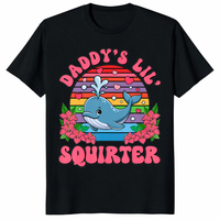 Daddy’s Lil Squirter shirt featuring cute whale retro sunset graphic