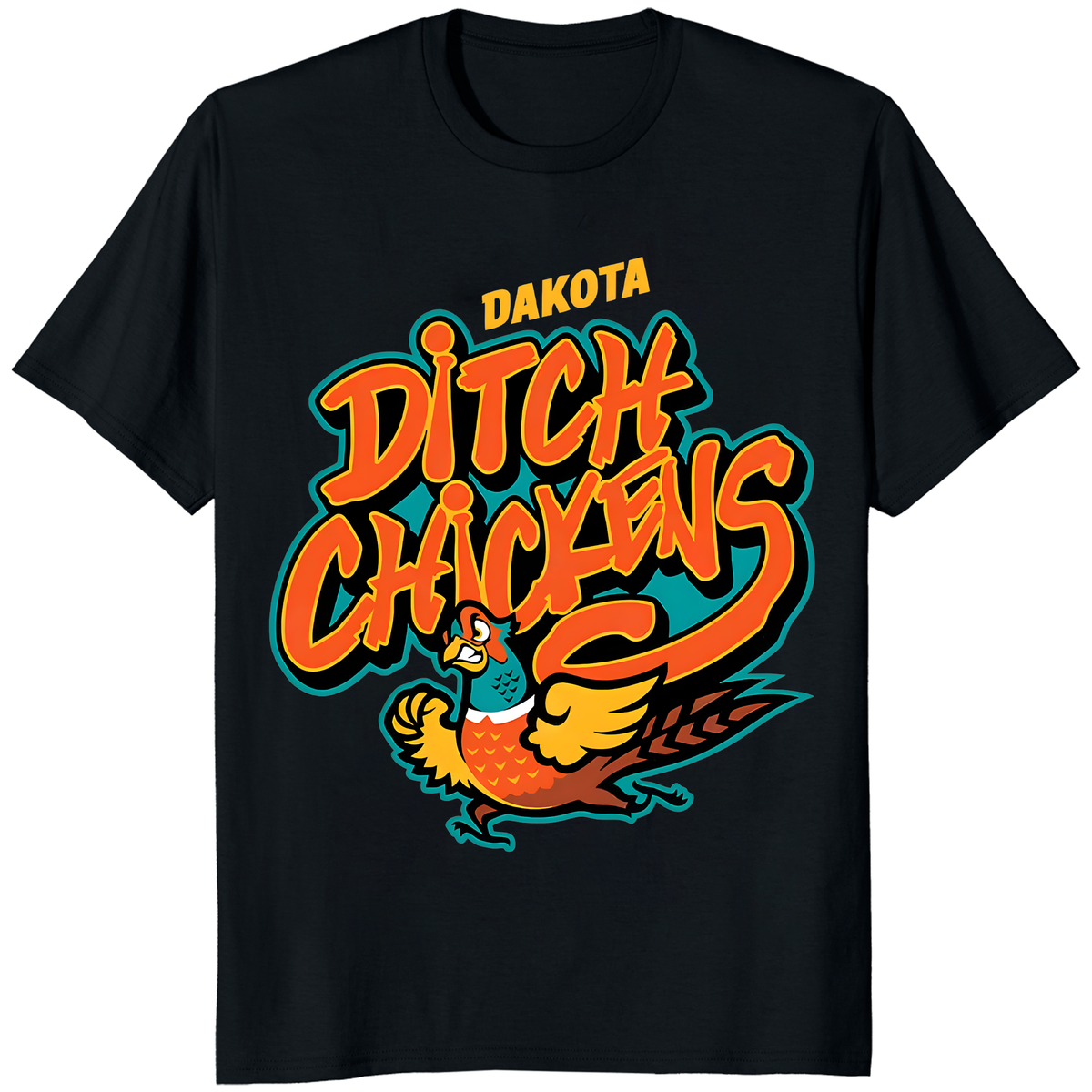 Dakota Ditch Chickens T Shirt by Cuccico – colorful funny graphic tee