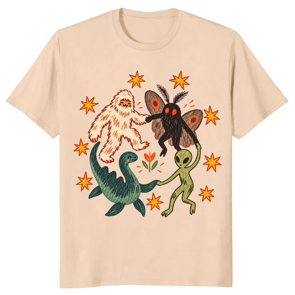 Dancing Cryptids Shirt in sand