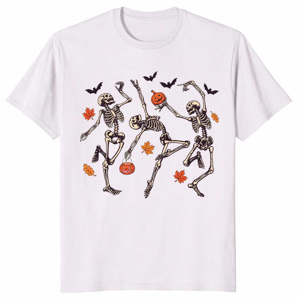 Dancing Skeleton Shirt in ice grey