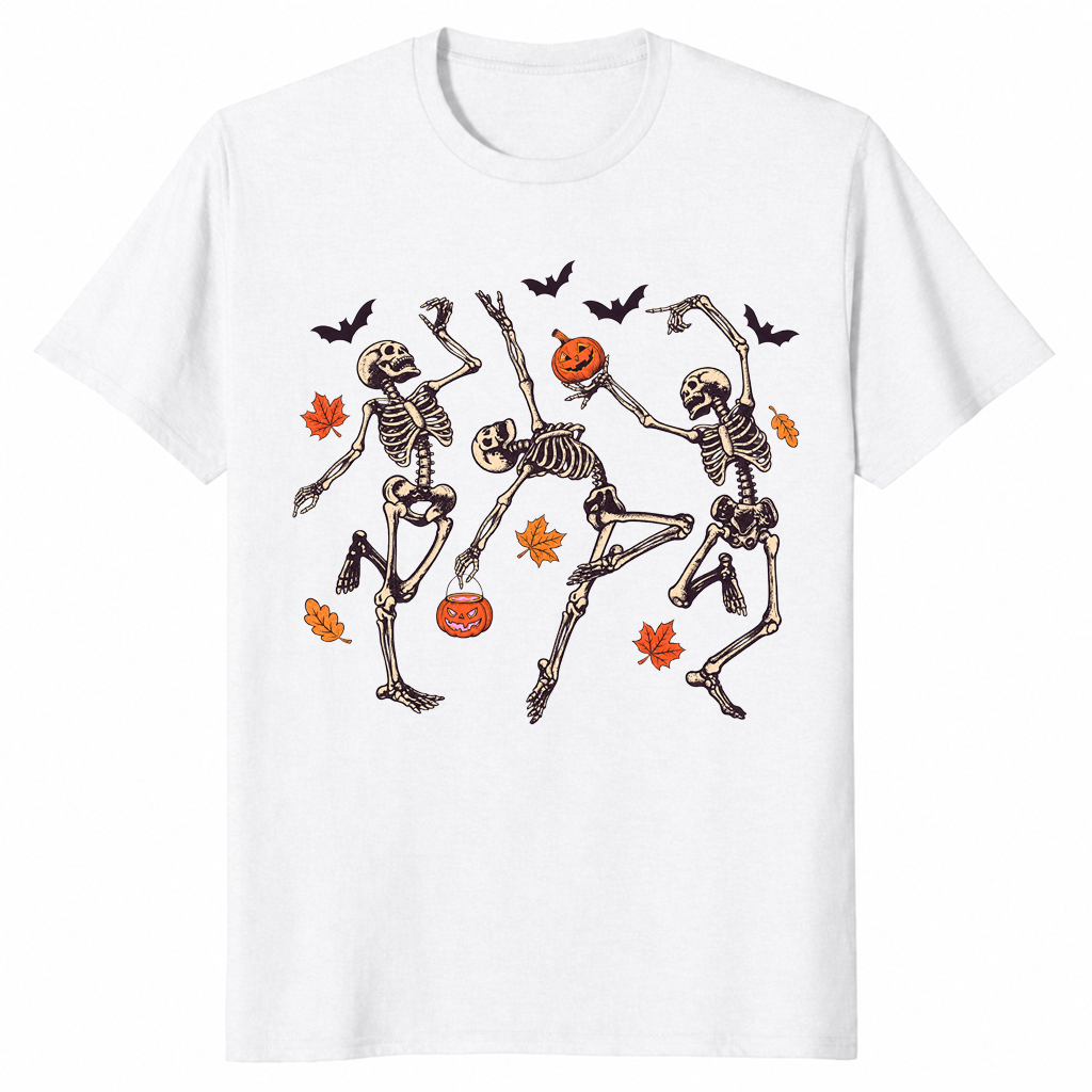 Dancing Skeleton Shirt in white