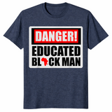 Danger Educated Black Man shirt heather navy