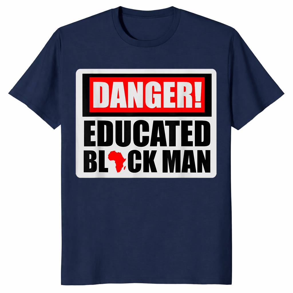 Danger Educated Black Man shirt in navy