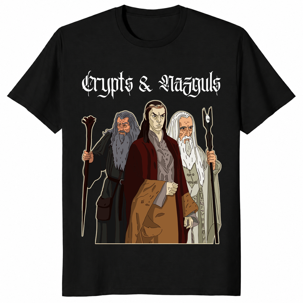Dark fantasy wizard shirt in black