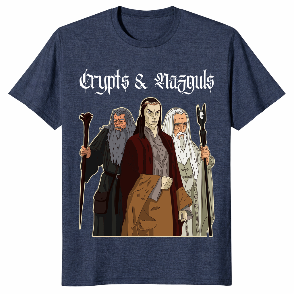 Dark fantasy wizard shirt in heather navy