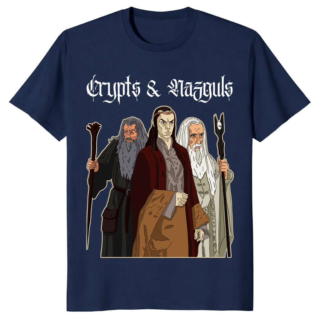 Dark fantasy wizard shirt in navy