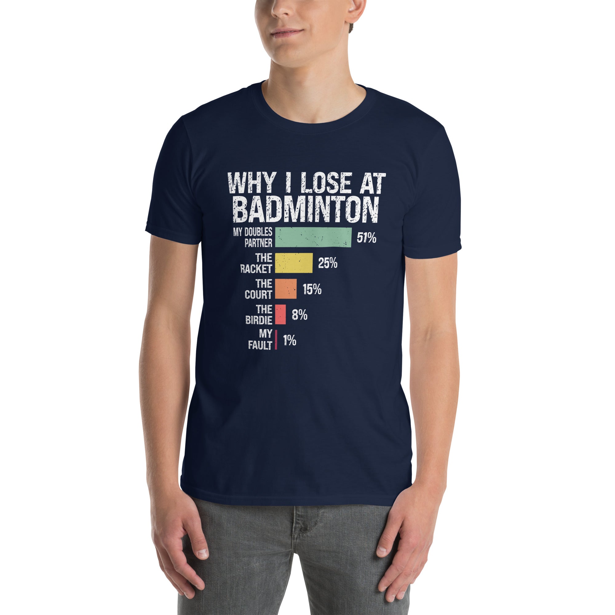 Unisex Funny Badminton T-Shirt - Why I Lose - Cuccico Design
