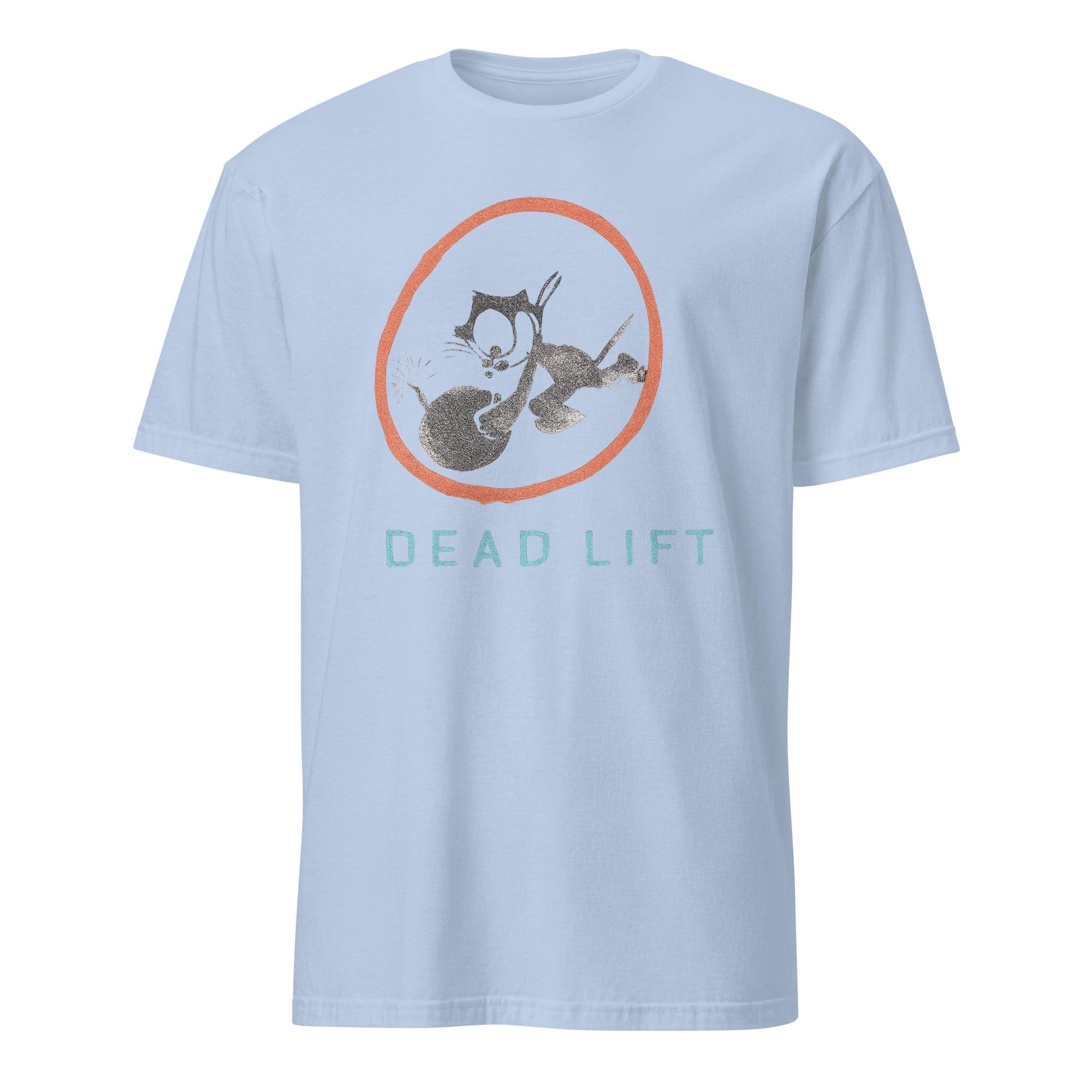 Dead Lift T-Shirt in light blue by Cuccico, Graphic Tee inspired by The Runarounds