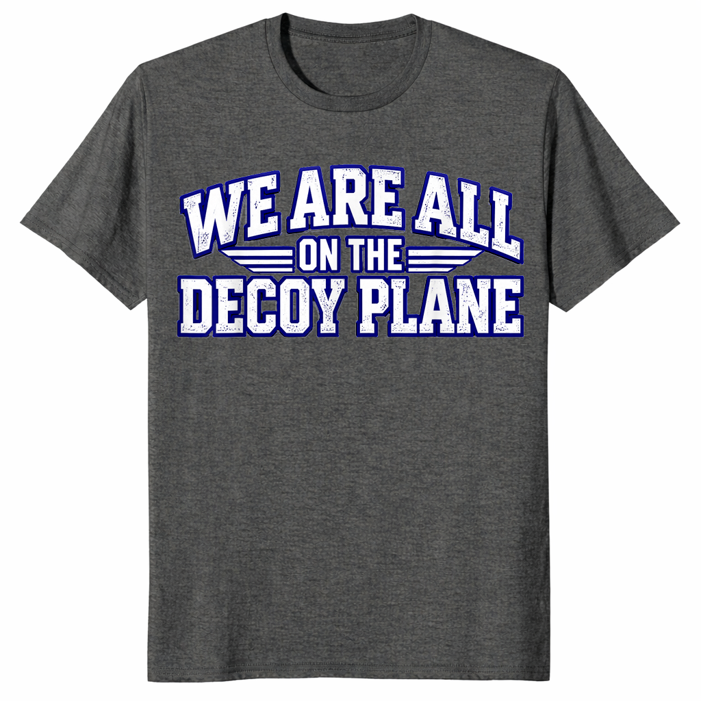Decoy plane shirt in dark heather, front view