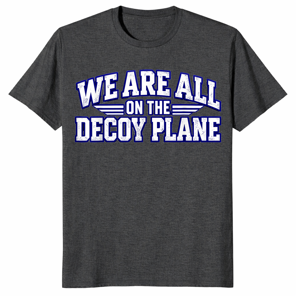 Decoy plane shirt in dark heather grey, front view