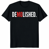 Demolished Mo Baller T Shirt in black with bold baseball fan graphic