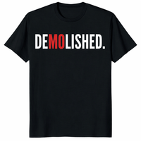 Demolished Mo Baller T Shirt in black with bold baseball fan graphic