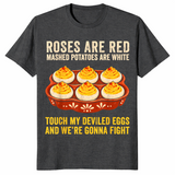 Dark heather grey funny deviled eggs poem t-shirt