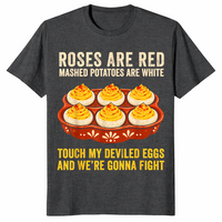 Dark heather grey funny deviled eggs poem t-shirt