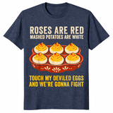 Heather navy Roses Are Red deviled eggs holiday dinner shirt