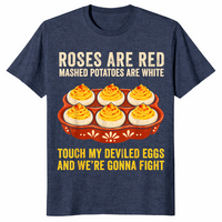 Heather navy Roses Are Red deviled eggs holiday dinner shirt