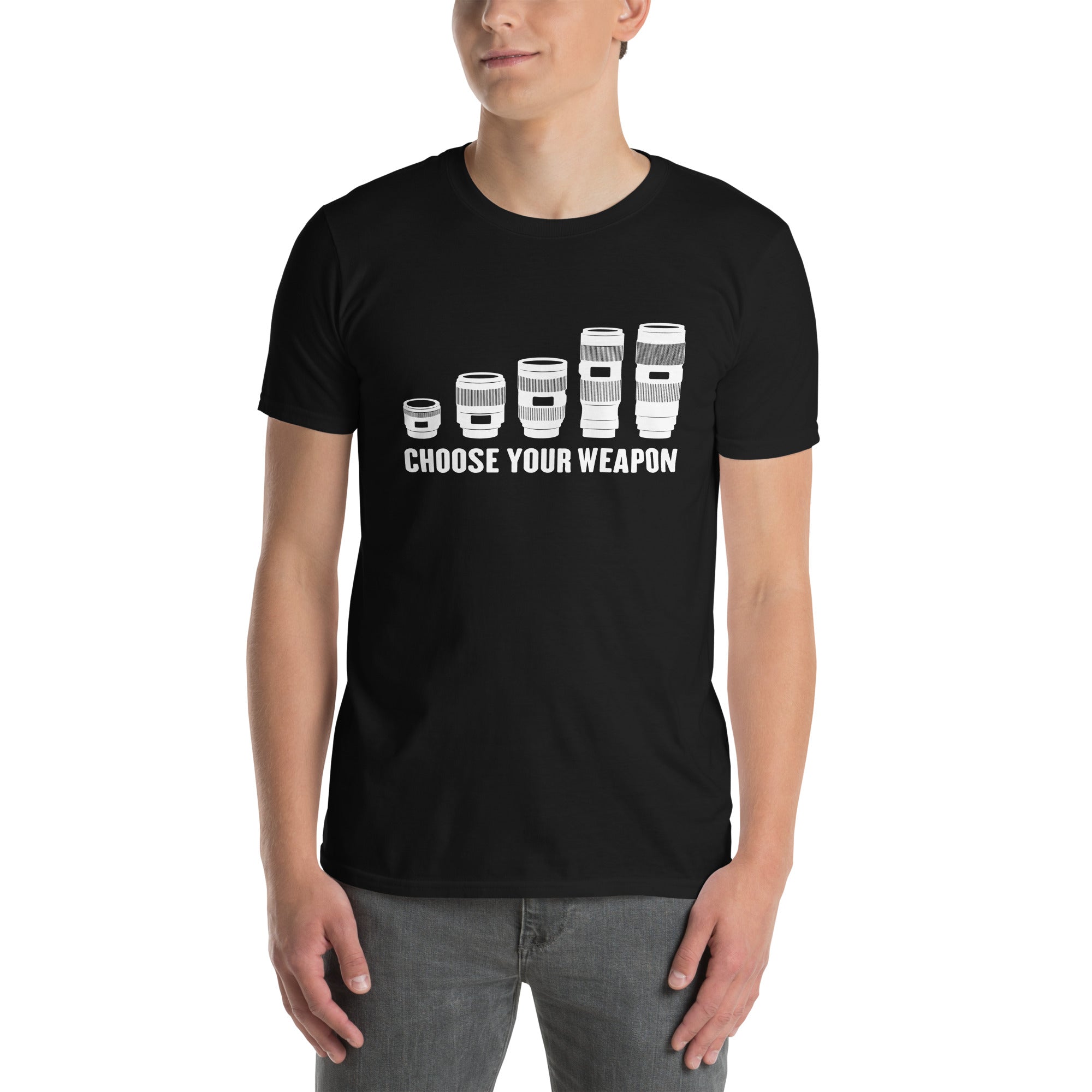 Photography Shirt - Funny Choose Your Weapon Camera Lens Tee - Cuccico Design