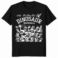 Dinosaur baseball shirt with funny dino baseball team graphic, black