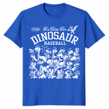 Dinosaur baseball shirt with funny dino baseball team graphic, royal