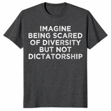 Diversity not dictatorship shirt in dark heather grey