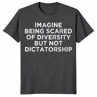 Diversity not dictatorship shirt in dark heather grey