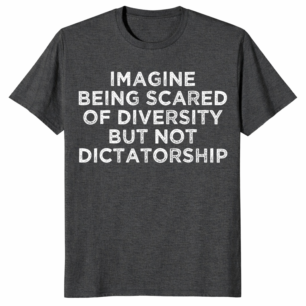 Diversity not dictatorship shirt in dark heather grey