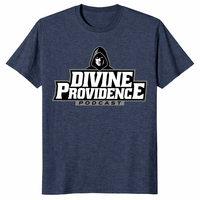 Divine Providence Podcast shirt heather navy logo fan merch t shirt
