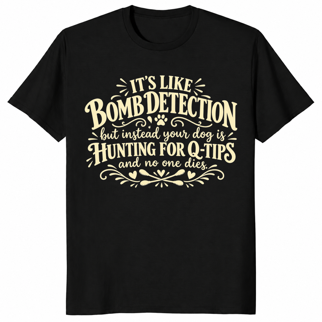 Dog q-tips shirt in black