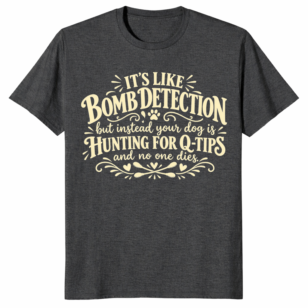 Dog q-tips shirt in dark heather grey