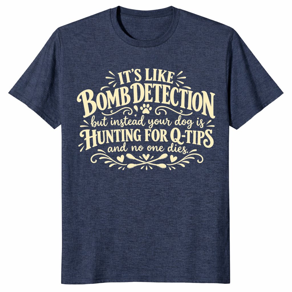 Dog q-tips shirt in heather navy